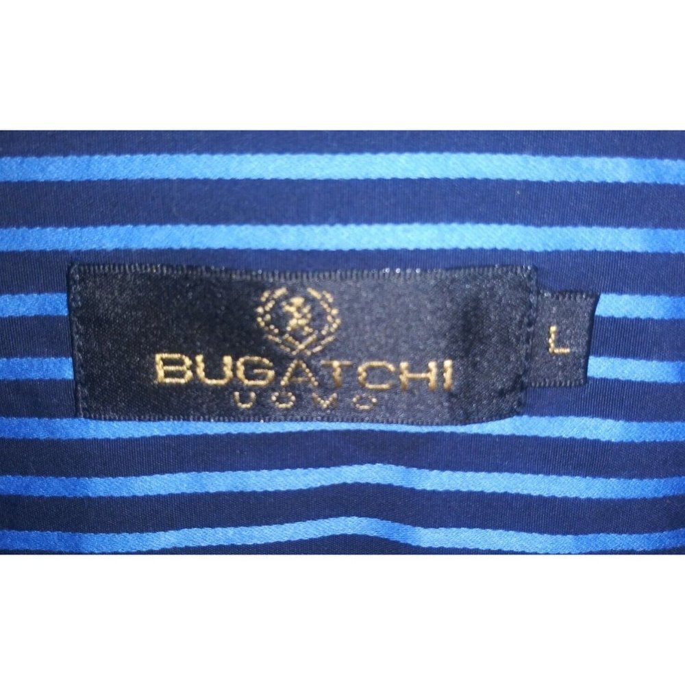 Bugatchi Uomo Men's Long Sleeve Button Down Shirt Size L blue striped EUC - Picture 6 of 8